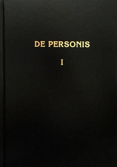 De Personae / О Личностях. Том I 