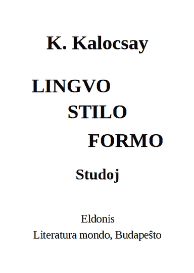 Lingvo, stilo, formo. Studoj